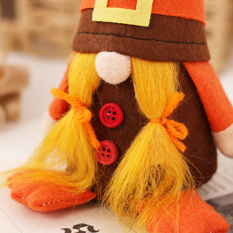 Wholesale Halloween Cute Style Turkey Faceless Old Man Doll Thanksgiving Doll Silk Cloth Ornaments